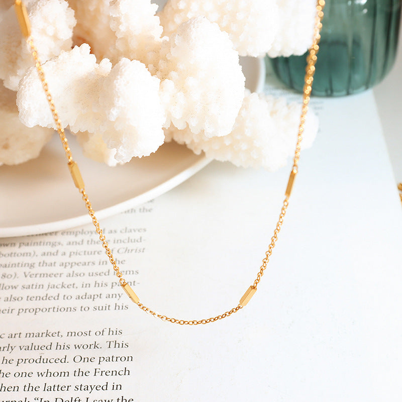 Korean-Inspired Gold-Plated Titanium Necklace with Minimalist Design