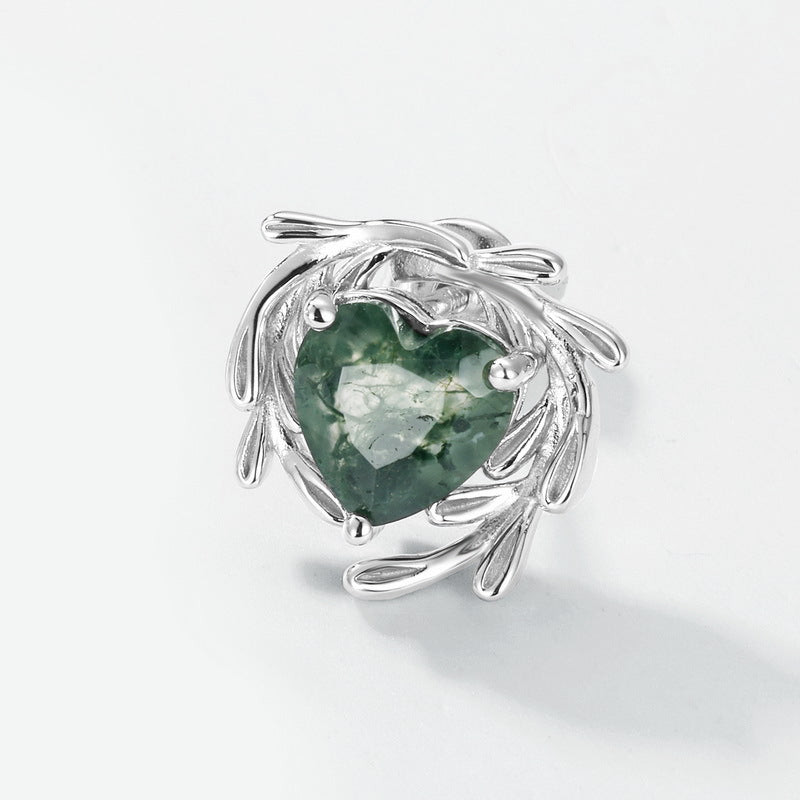 Planderful Everyday Genie Earrings – Unique Green Moss Silver Aquatic Plant Design