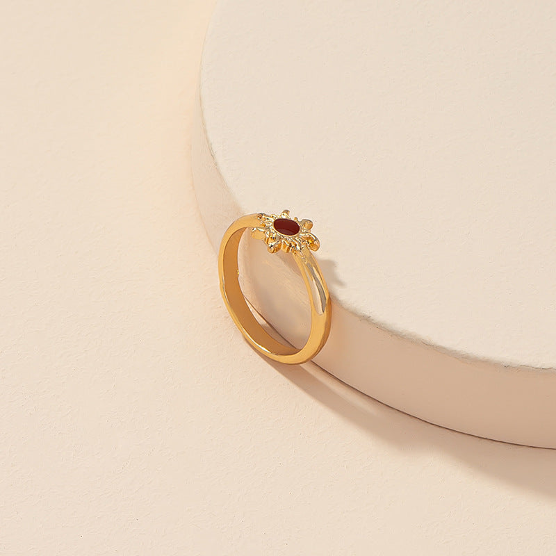 Luxurious Red Sun Ring with a Touch of Elegance from Japan and South Korea
