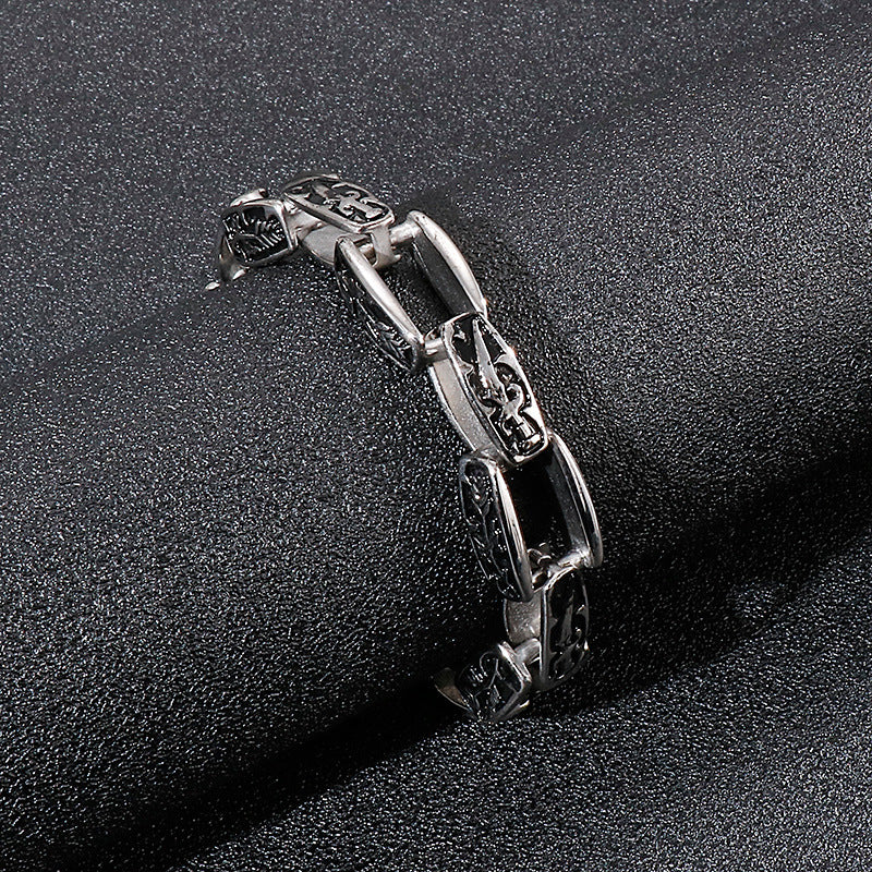 Punk-inspired Stainless Steel Bracelet with Custom Design for Stylish Men