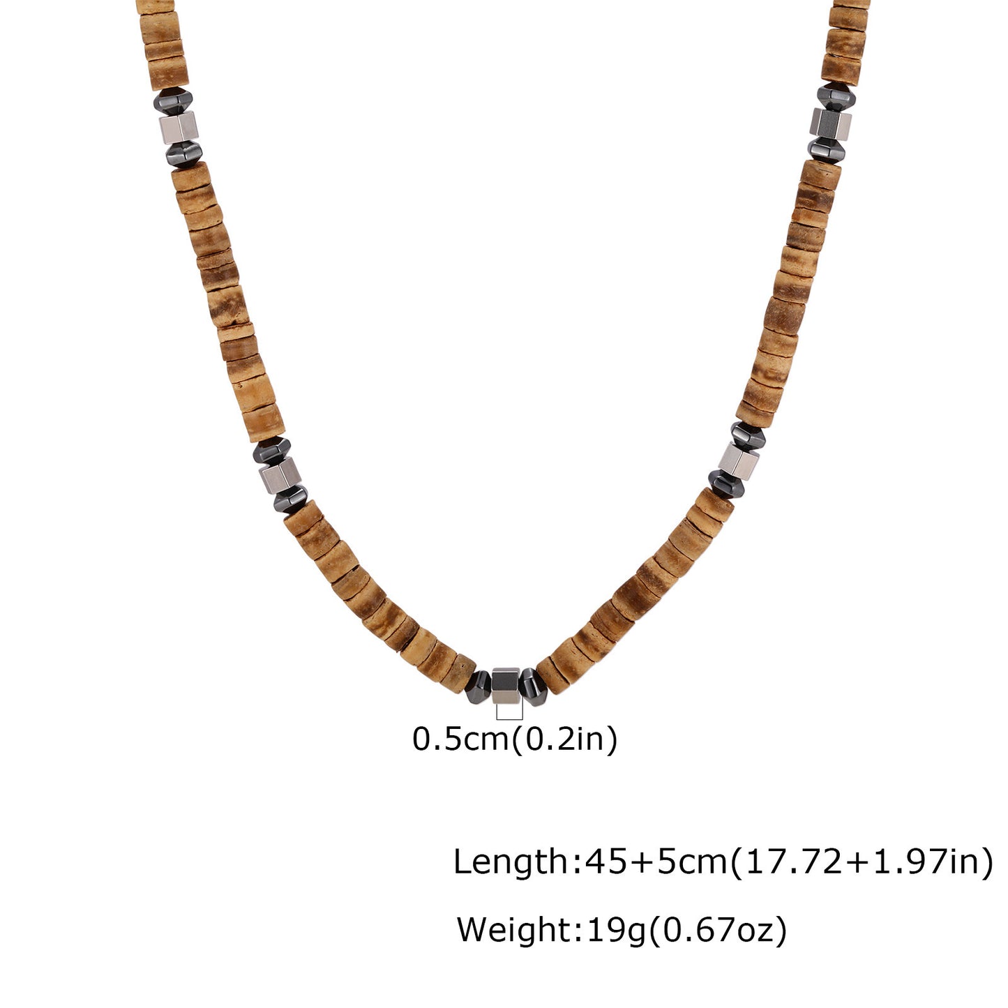 Daily Stacking Of Street Rock Wear With Stainless Steel Abacus Beads Rectangular Stone Necklace