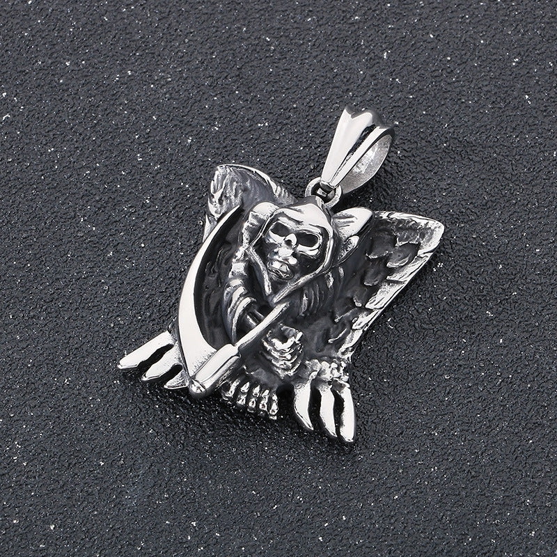 Evil Ghost Pendant, Retro Devil's Claw Masked Muse Skull Titanium Steel Pendant Necklace