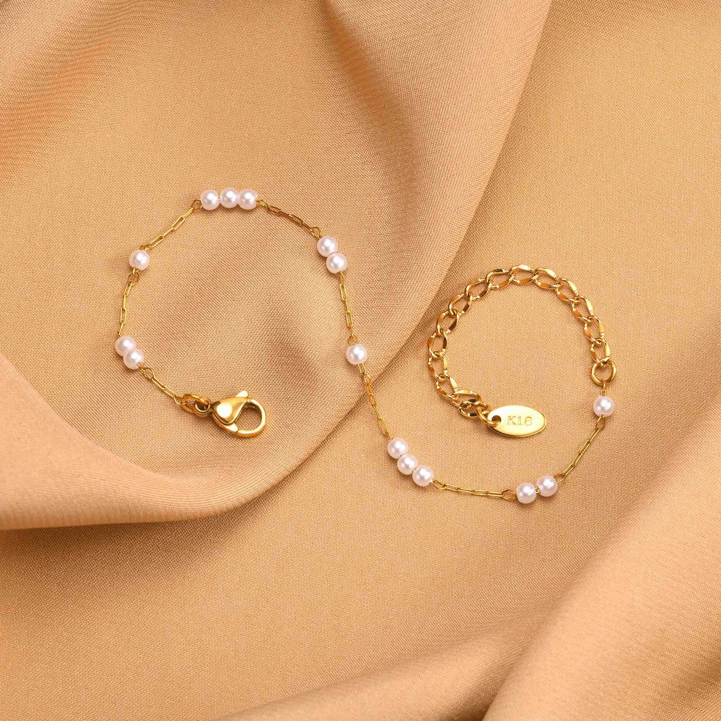 Jewelry Stainless Steel Imitation Pearl Bracelet Ladies Gold Simple INS Accessories Summer