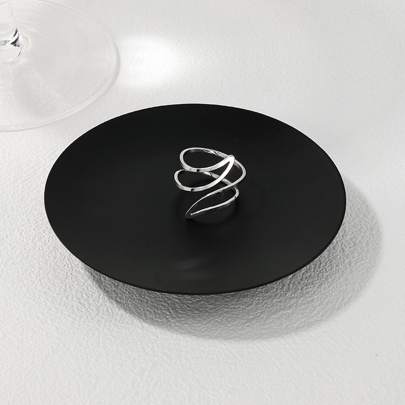 Vienna Verve Collection: Elegant Handcrafted Metal Tornado Women's Ring in Double-Layer Design