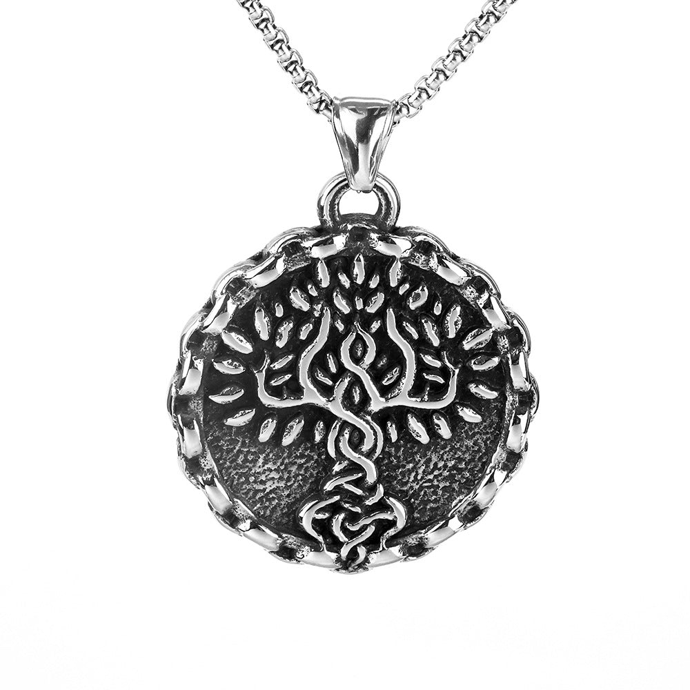Nordic Retro Stainless Steel Men's Viking Tree Necklace