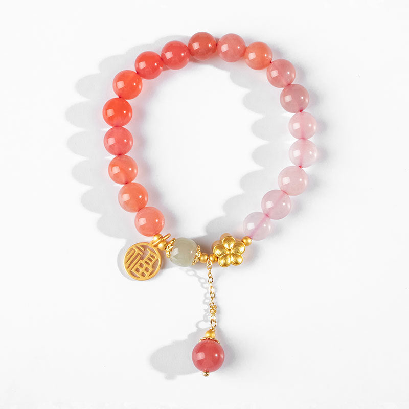 Fortune's Favor Sterling Silver Bracelet with Natural Agate and Hetian Jade Beads