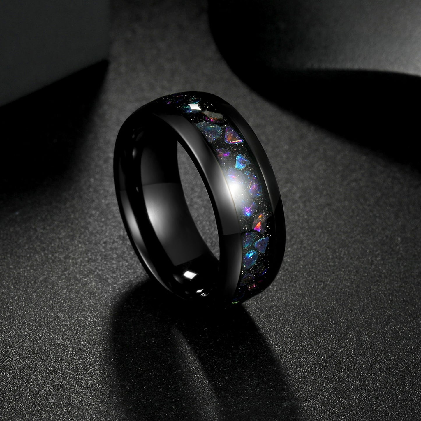 Planderful Everyday Genie Titanium Steel Ring 8mm Unisex Couple Wedding Band Star Design Durable