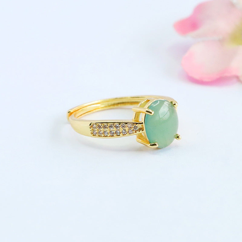 Blue-Water Jadeite Star Dew Ring