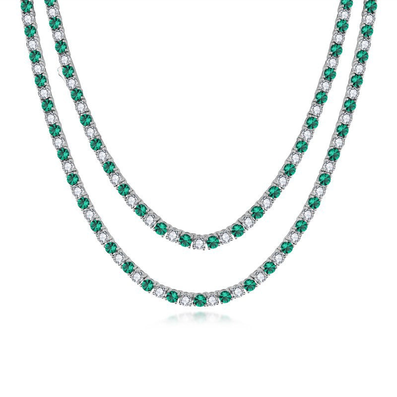 European And American High-End 3mm Lab Grown Gemstone Tennis Necklace With Zircon