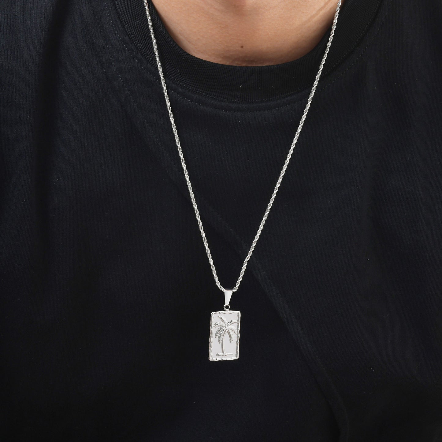 Planderful Stainless Coconut Tree Pendant Necklace For Men