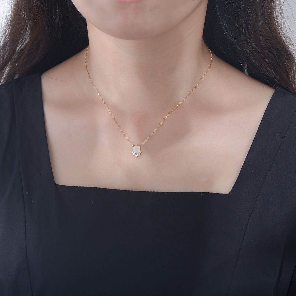 Japanese Natural Moonstone Necklace High-End S925 Sterling Silver