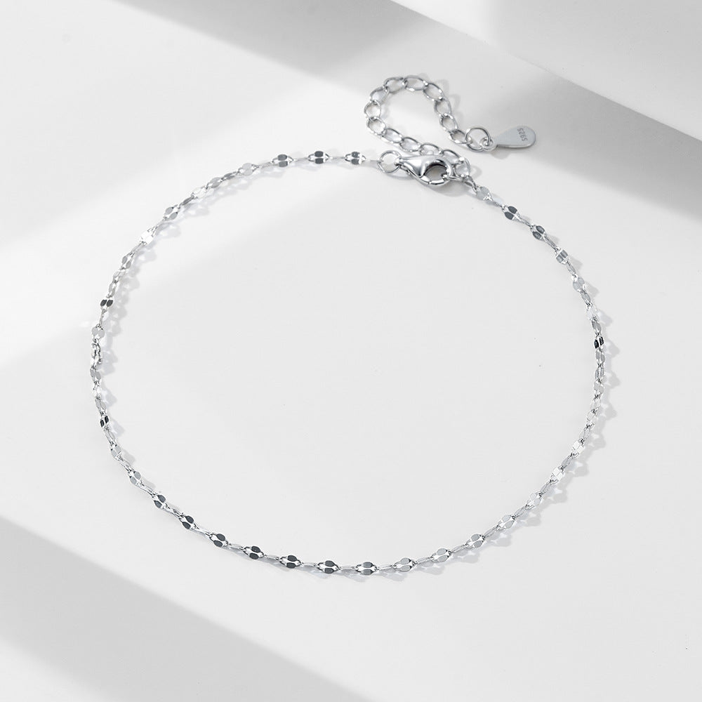 S925 Sterling Silver Plated 14k Gold Tile Chain Anklet Foot Bracelet