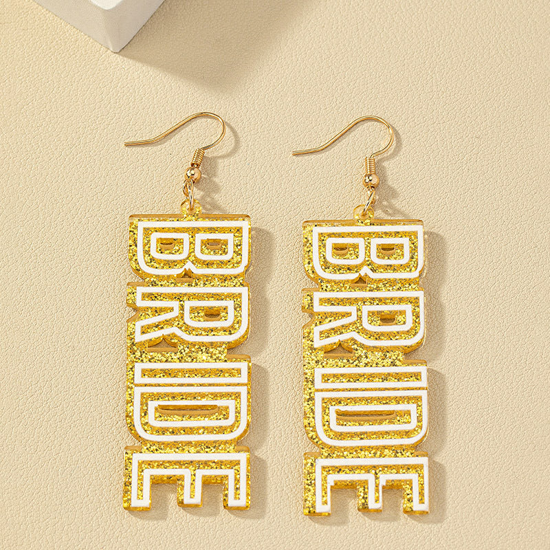 European Hip Hop Retro Acrylic Letter Drop Earrings