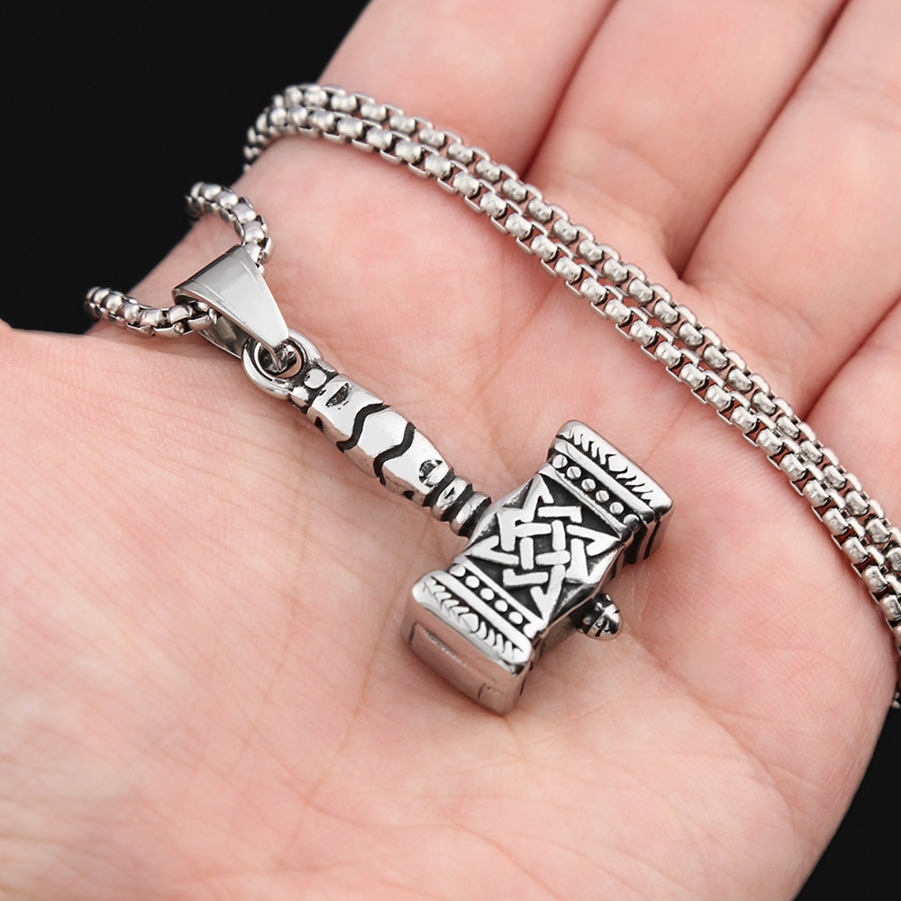 Viking Raytheon Hammer Pendant Necklace for Stylish Men
