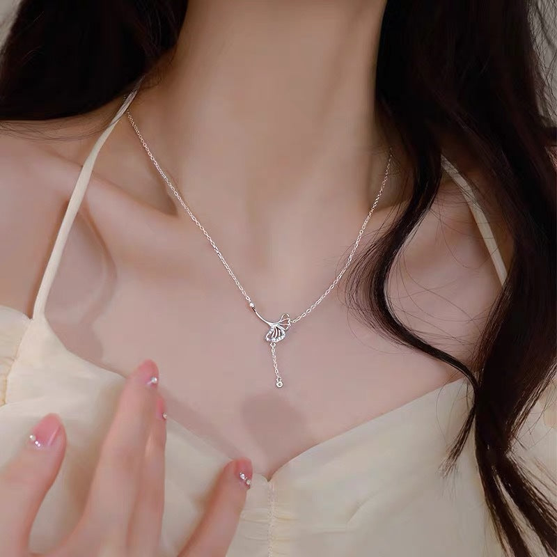 S925 Sterling Silver Ginkgo Leaf Necklace