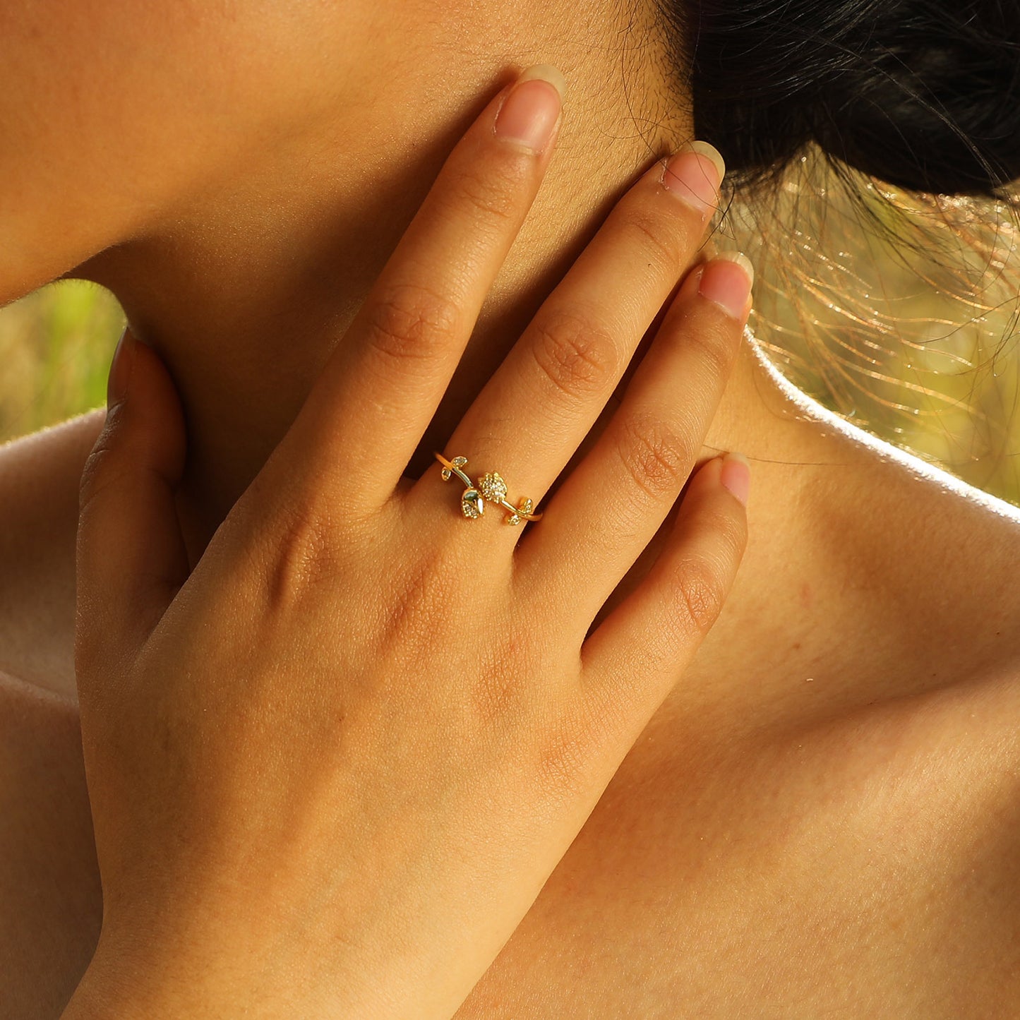 Tulip Open Ring Adjustable Copper 18K Gold Fashion Jewelry