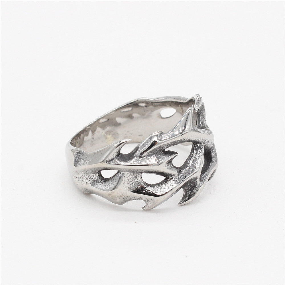 Planderful Dragon Ring Titanium Steel Unisex Gothic Flame Statement Jewelry For Men Women