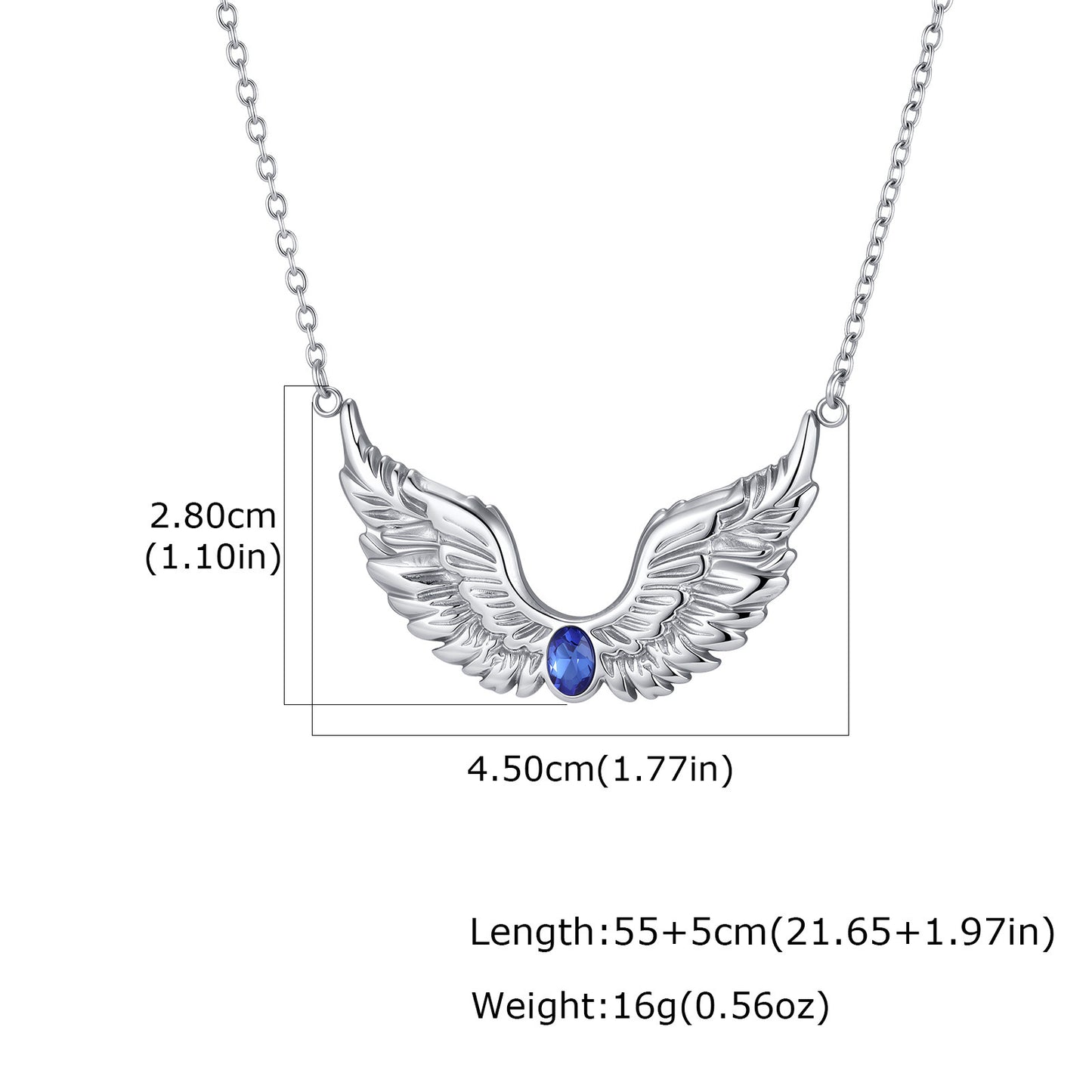 Style Men's Stainless Steel Black Zirconium Feather Wing Necklace Punk Stacked
