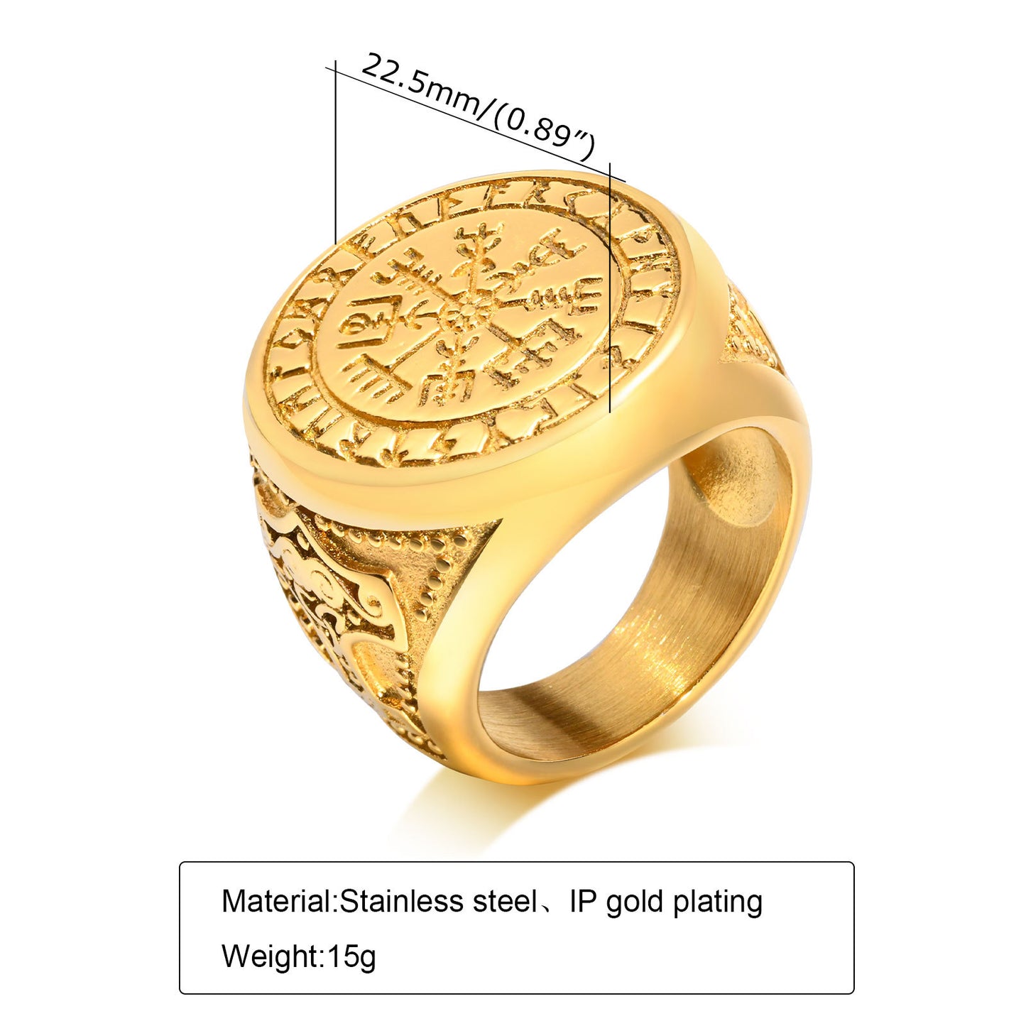Planderful Eagle Ring 18K Gold Plated Stainless For Men