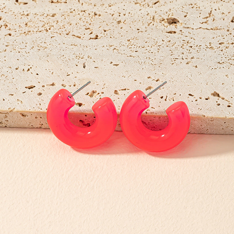 Sweet Rainbow Acrylic C-Curve Earrings - Trendy, Stylish, and Wholesale Jewelry