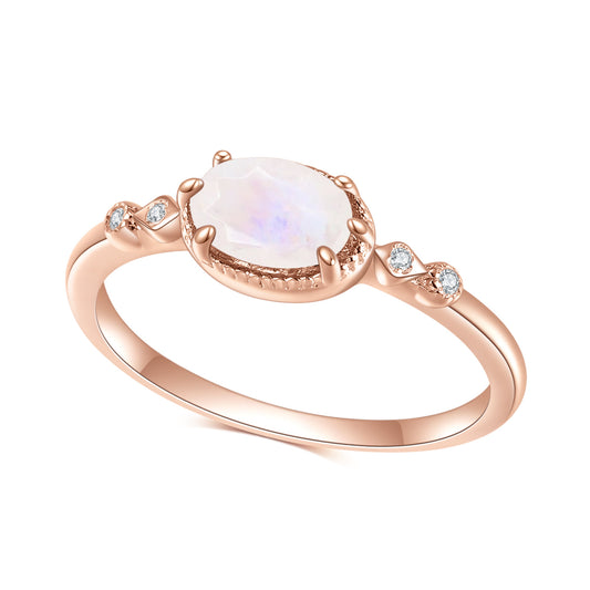 Stylish Oval Natural Moonstone Silver Ring