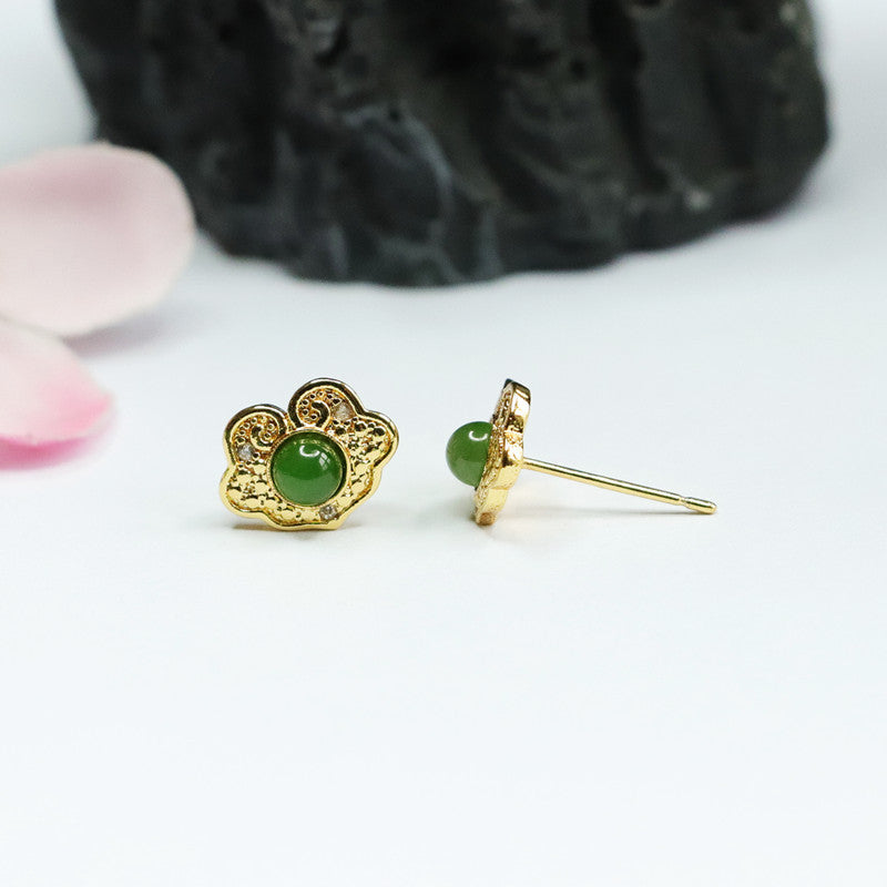 Jade Ruyi Earrings with Sterling Silver Studs