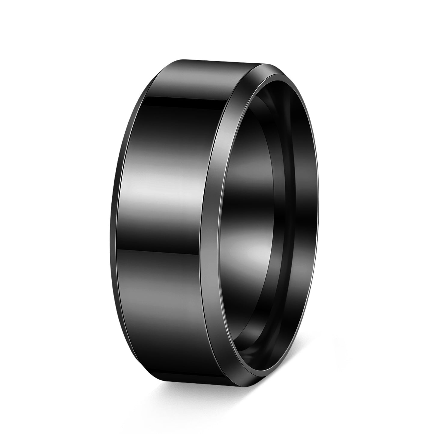 Planderful Everyday Genie Titanium Steel Ring Unisex 4mm 6mm 8mm Glossy Double Beveled Finish
