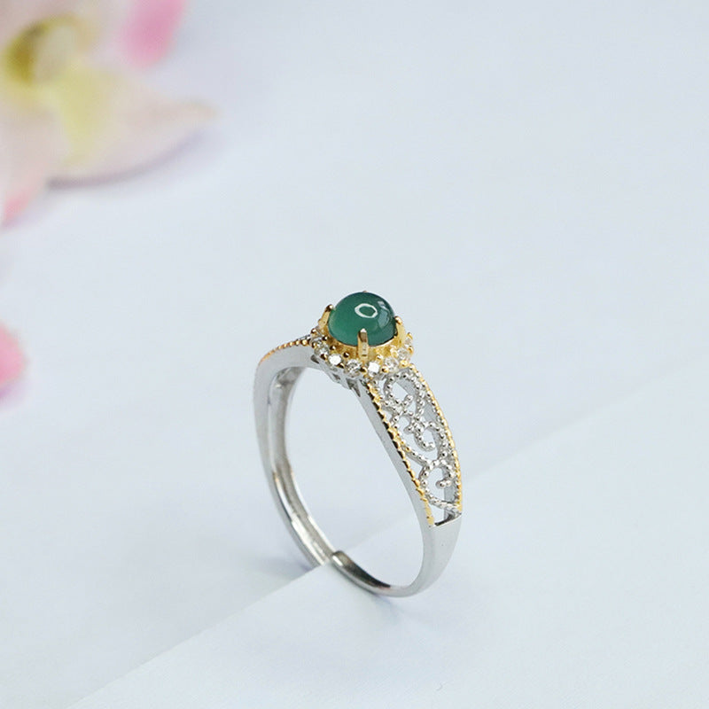 Ice Blue Green Jade Zircon Sterling Silver Ring