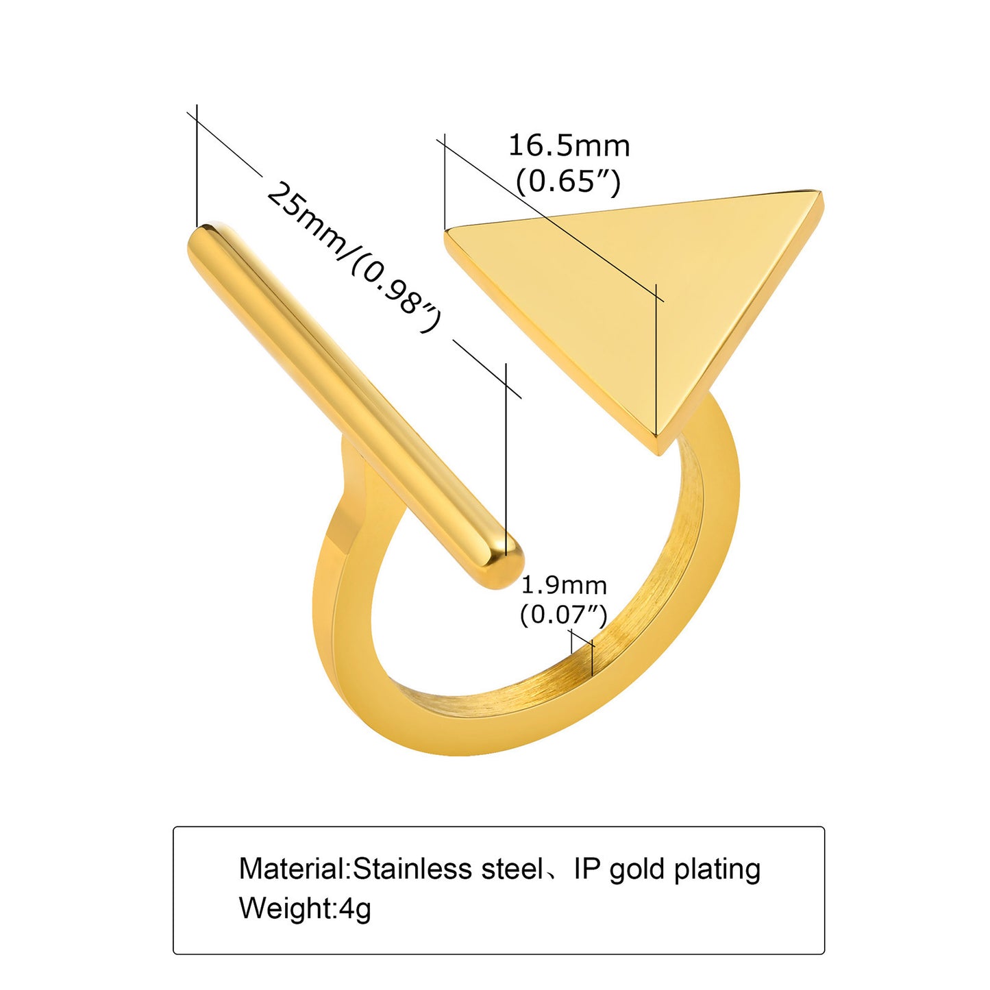 Cross-Border Jewelry Stainless Steel Triangle Geometric Ring