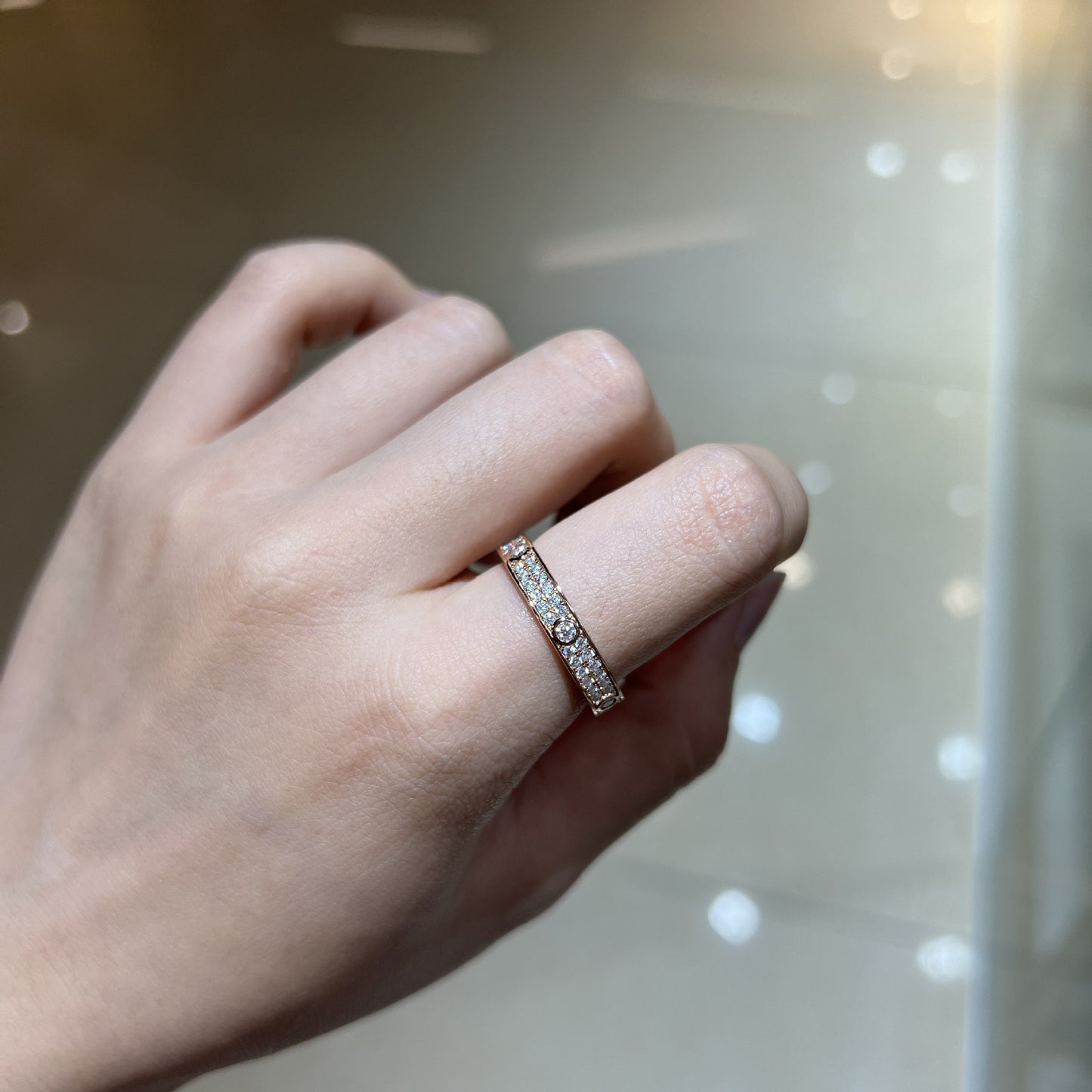 Planderful Moissanite Sparkling Double Row Ring Unisex