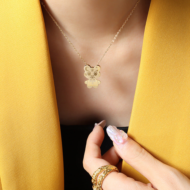 Sweet Tiger Charm Necklace - Titanium Steel Jewelry for Women
