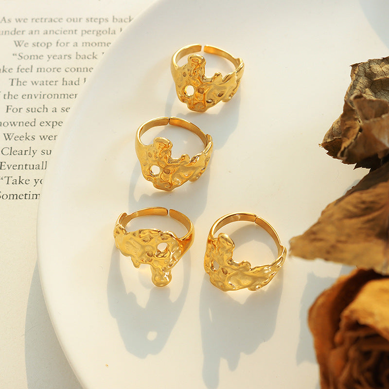 Niche Design Water Ripples Ring with Irregular Folds