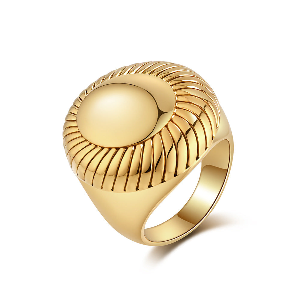 European And American Wind Spring Titanium Steel Gold-Plated Ring For Wholesale