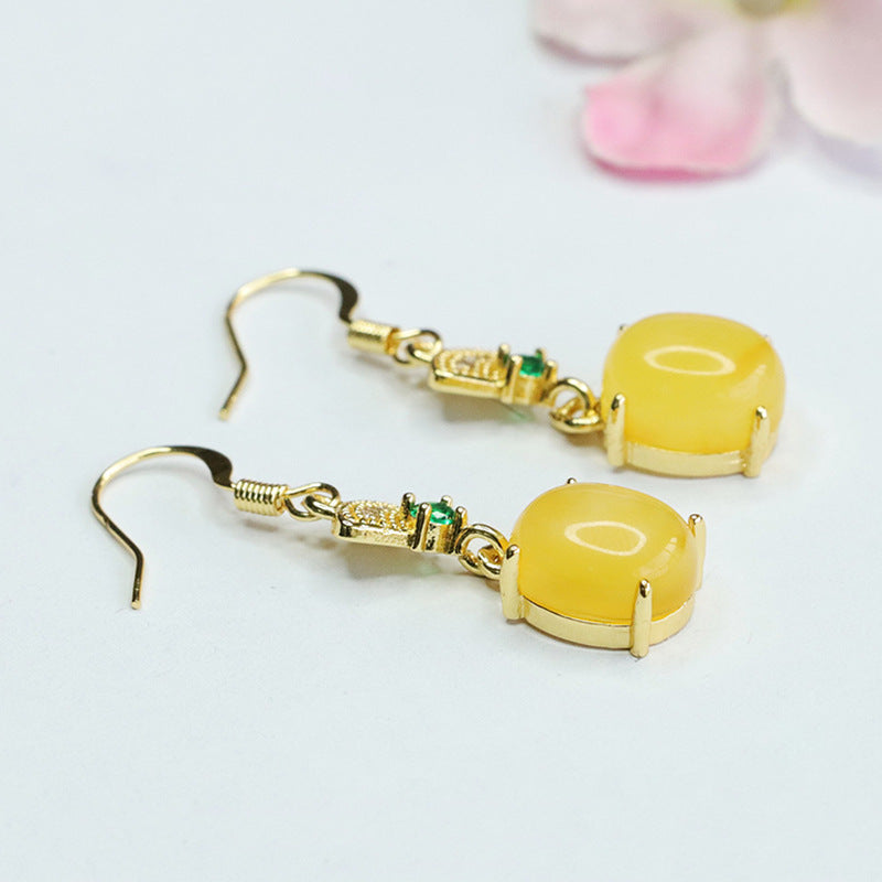 Beeswax Amber Fan Drop Earrings
