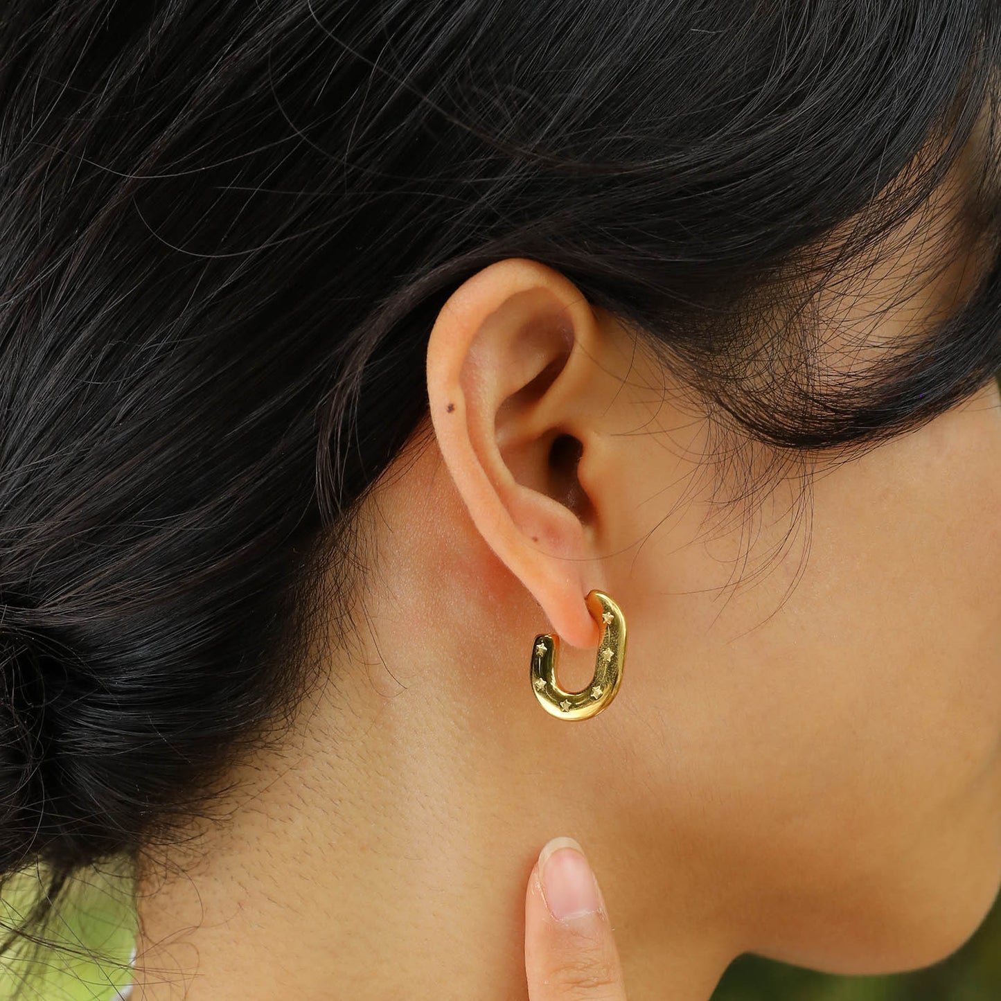 Niche Earrings Stainless Steel Star U Shaped 18K Gold Design