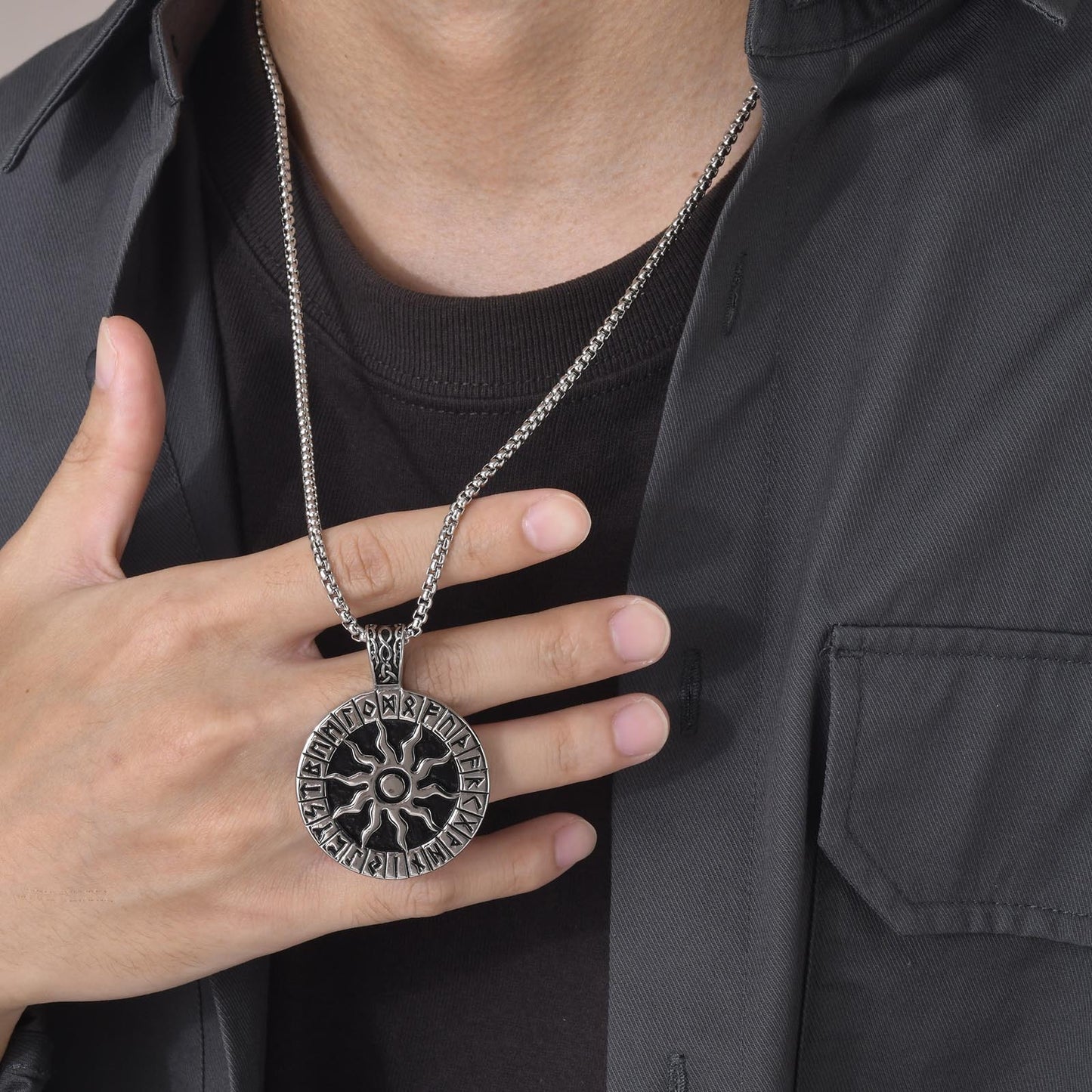 Cross-Border Jewelry Wholesale Men's Viking Pendant Necklace