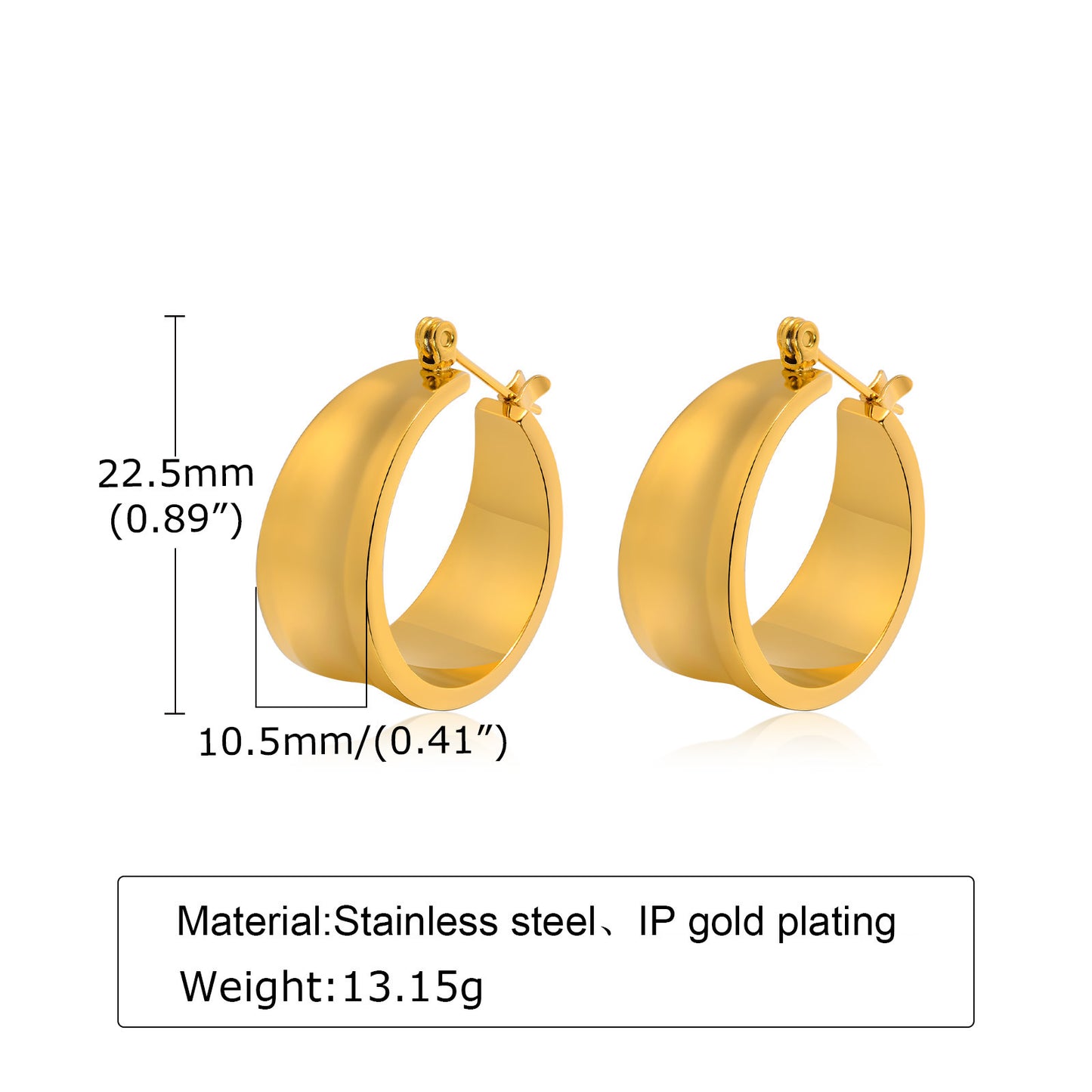 Stainless Steel Geometric Earrings Golden Women's Jewelry Set