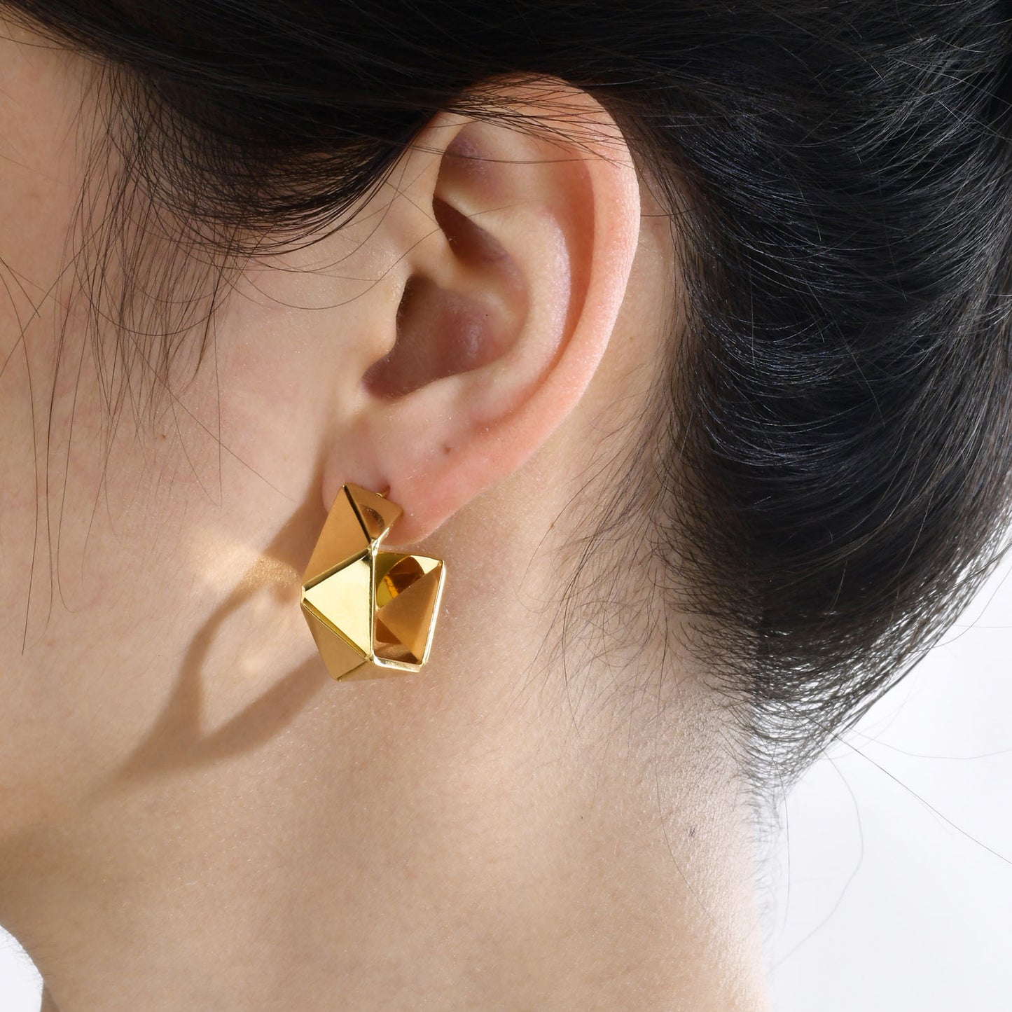 Stainless Steel Irregular C Shaped Earrings Gold Rhombus Jewelry