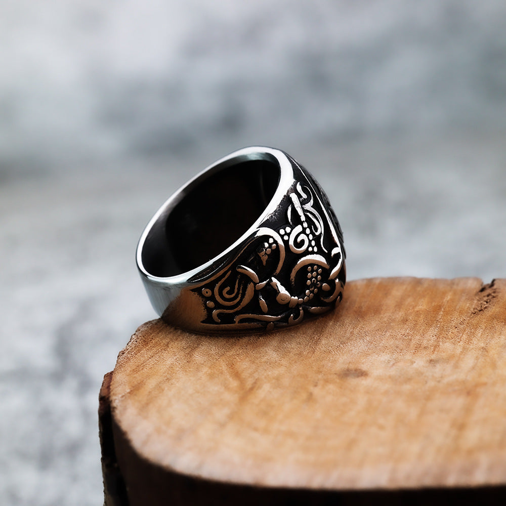 European And American Style Fashion Personality Rune Celtic Knot Triangle Men's Ring Stainless Steel Jewelry For Men