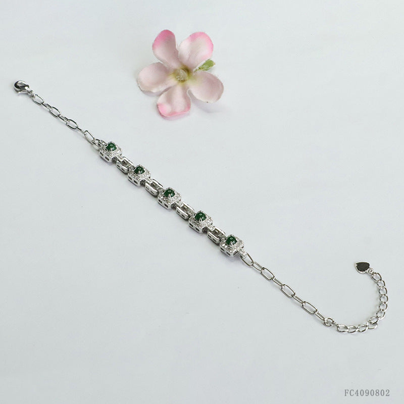 Green Jadeite Square-Frame Bracelet
