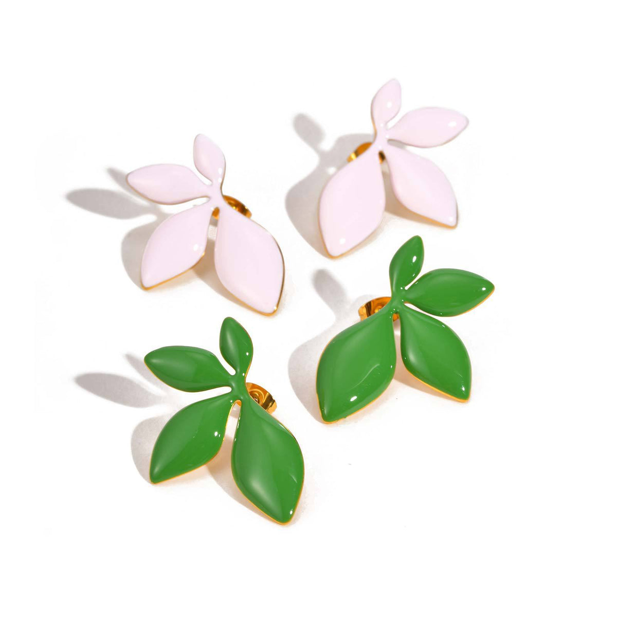 Mirrored Floral Earrings — Green or Pink