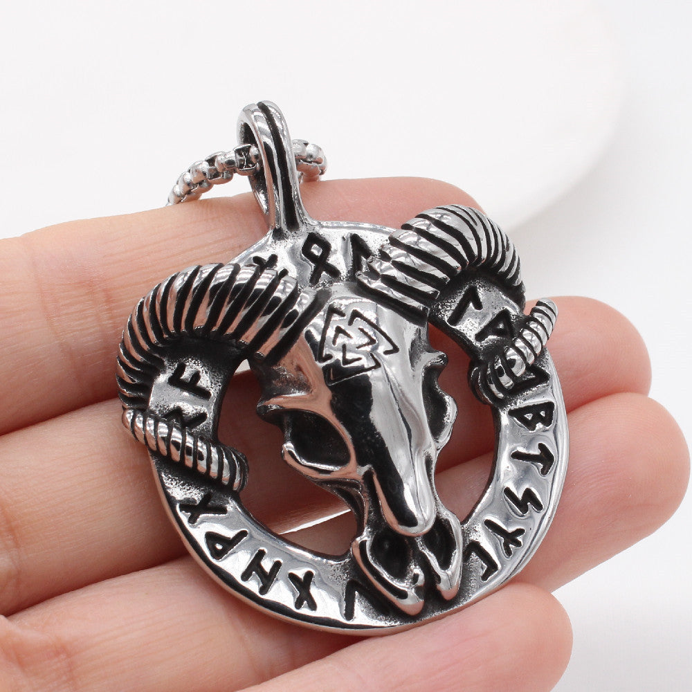 Personalized Retro Men's Titanium Steel Sheephead Pendant - Wholesale Foreign Trade Jewelry