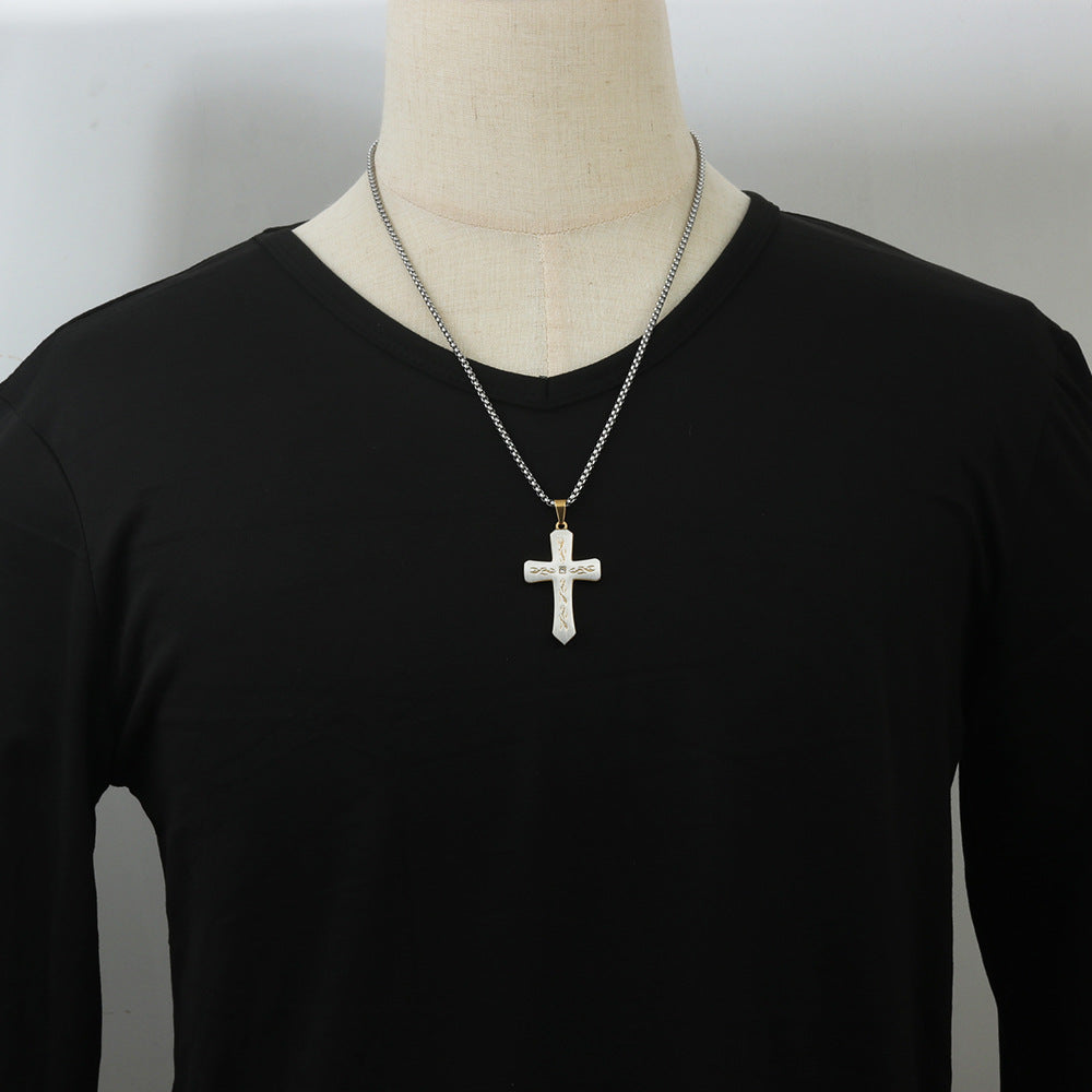 European And American Stainless Steel Cross Pendant Necklace