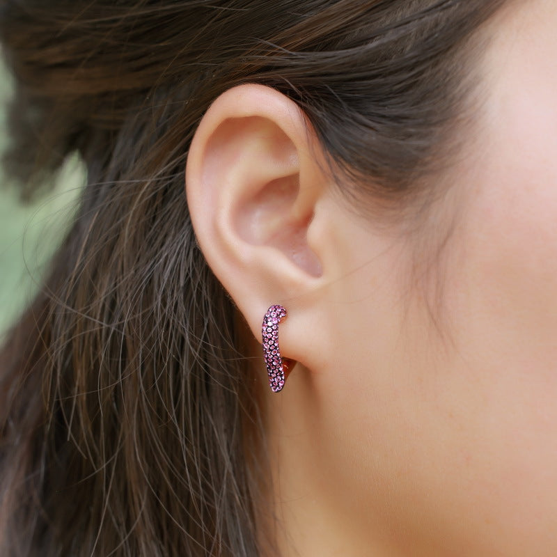 Planderful Jewelry Sterling Silver Red Corundum Earrings European Style Luxury for Women