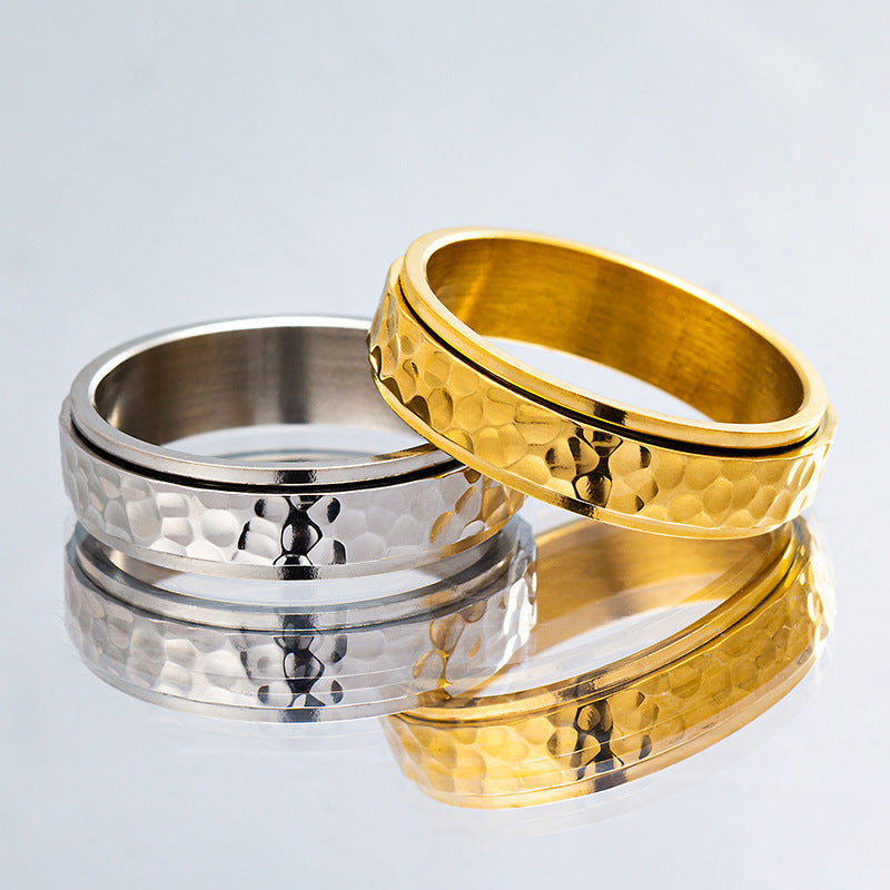 Planderful Rotating Titanium Steel Matte Ring For Women