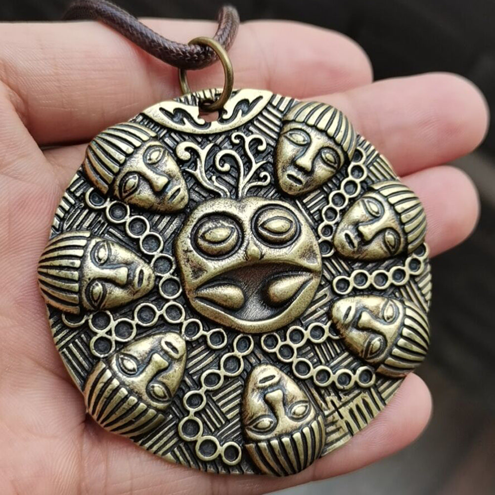 Viking OgmaMedallion Round Metal Pendant Necklace for Men - Norse Legacy Collection