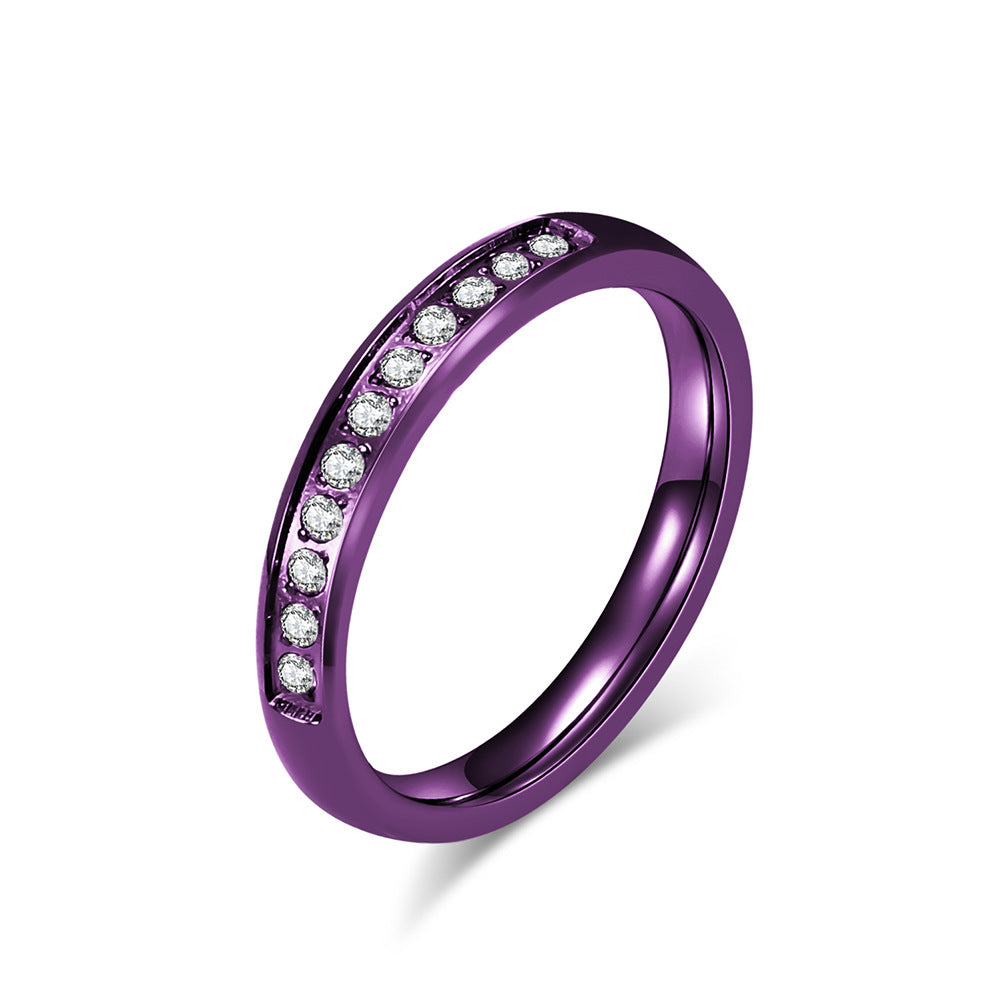 Niche Personalized Titanium Steel Purple Engraving Ring