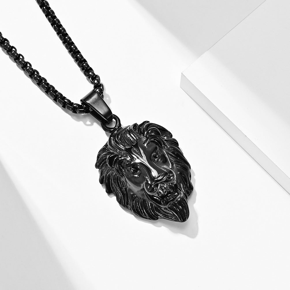 Personalized Lion Head Pendant Necklace Titanium Steel Unisex Rock Jewelry By Planderful Everyday Genie