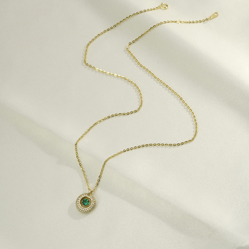 S925 Silver Zircon Pendant Hollow Necklace Clavicle Chain