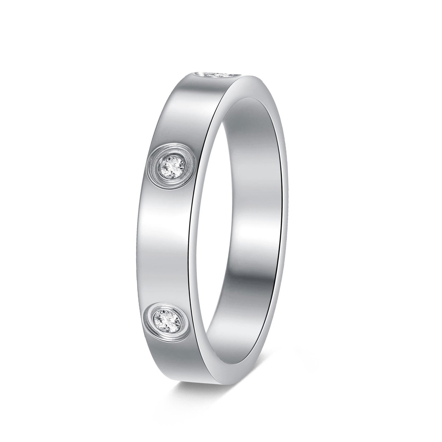 Planderful Everyday Genie Stainless Steel Zircon Ring For Unisex Wear Durable Six Zircon Stones Jewelry